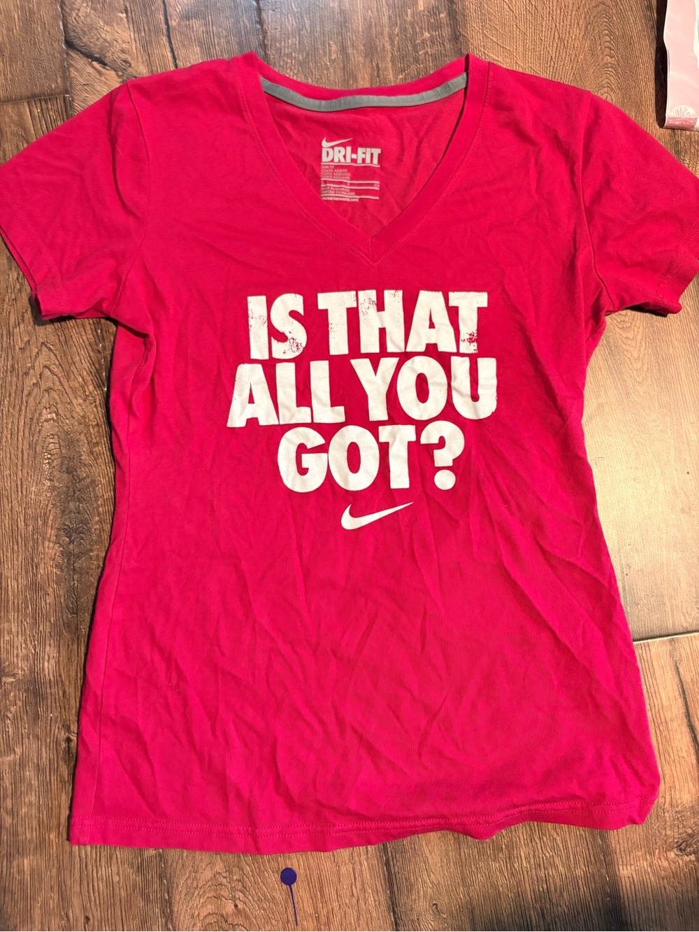 Nike Women's Bright Pink V-Neck Dri-FIT Graphic Tee